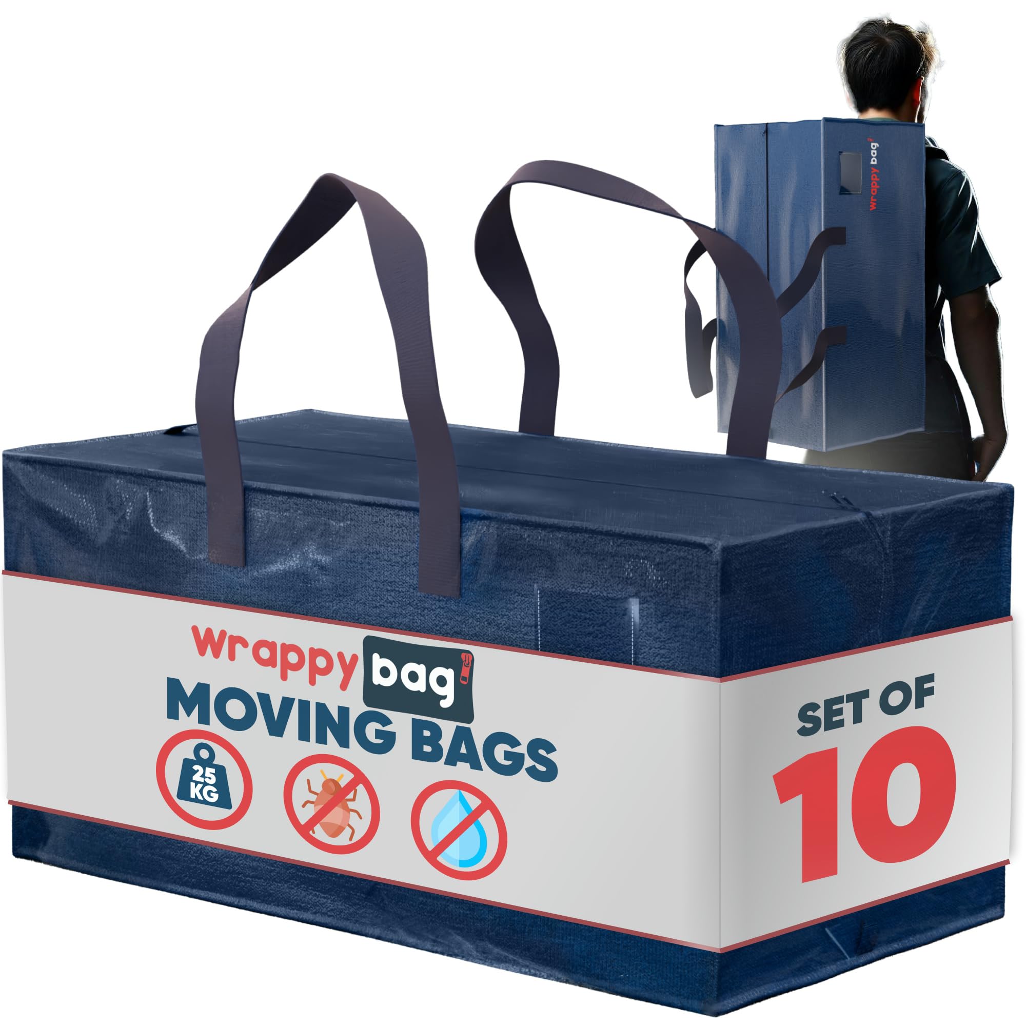 Sac de déménagement XXL à dos — lot de 10